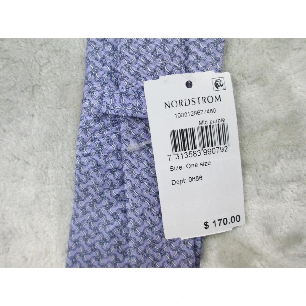 NEW ETON Neck Tie Mens Purple Geometric Silk Made In Italy Casual 01